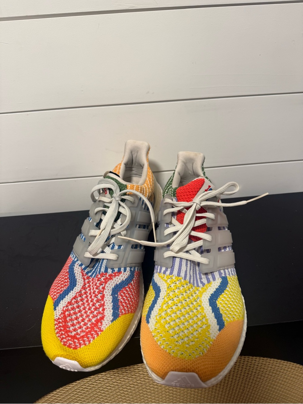 adidas ultra boost Multicolor Knit Sneakers with Yellow, Red and Blue Accents